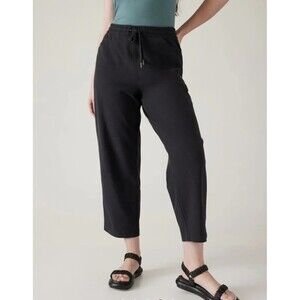 Athleta Farallon Pant Straight Leg Size Large Organic Cotton Black